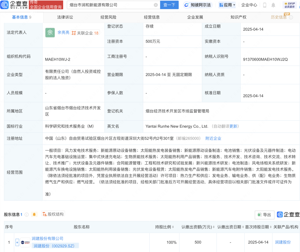 润建股份成立新公司,含新能源汽车换电设施业务